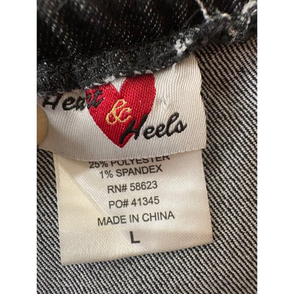 Heart & Heels Black Denim Strapless Dress Rhinestone Slit Juniors Size Large - Picture 3 of 13